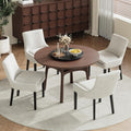 COLAMY Modern Dining Room Chairs Set of 4 with Mid Back and Wood Legs, Upholstered Kitchen Chairs for Dining Room/Living Room, Beige