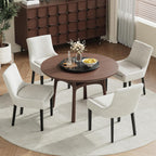 COLAMY Modern Dining Room Chairs Set of 4 with Mid Back and Wood Legs, Upholstered Kitchen Chairs for Dining Room/Living Room, Beige