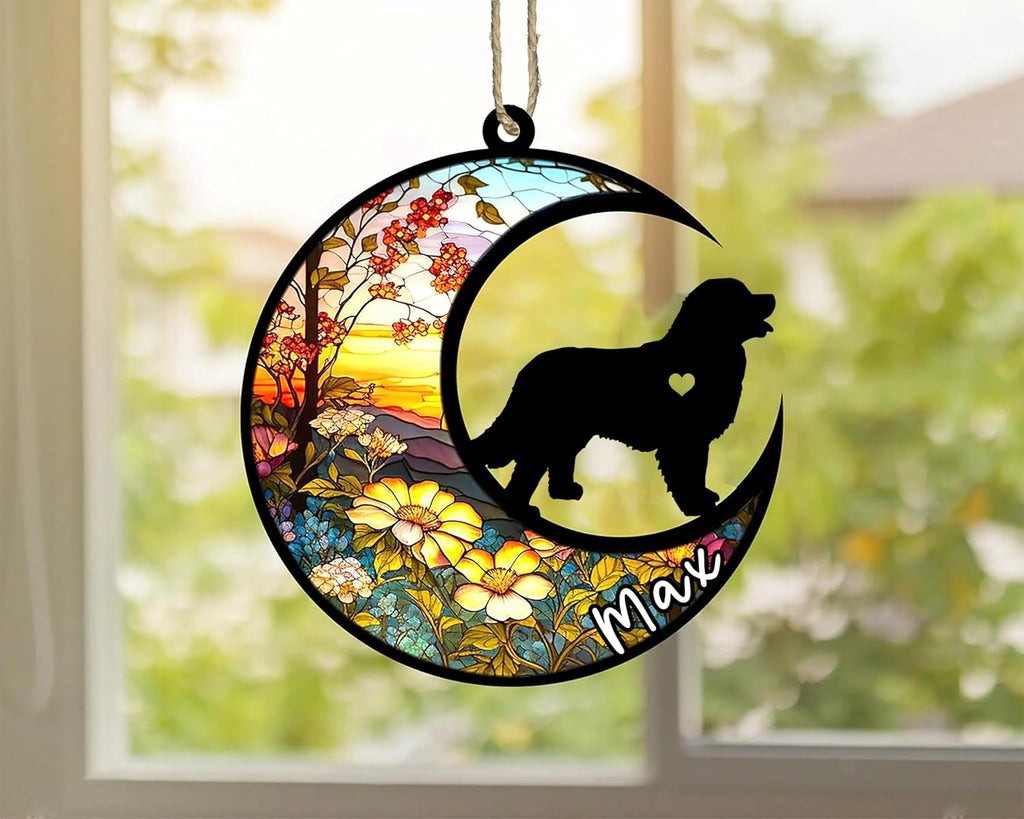 Personalized Dog Memorial, Custom Name Bernese Mountain Dog Christmas Ornament with Name, Custom Breeds, Pet Loss Light Catcher, Gifts for Lovers Loss of Pet Sympathy on Mothers Day Christmas