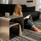Modern Stainless Steel Side Table,Minimalist Nightstand and Sofa Table Silver Metal End Table Elegant Small Coffee Table for Bedroom Desktop Bookshelf Magazine Rack Multi-Functional Organizer