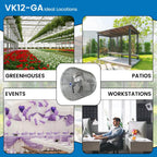 Schaefer VK12-GA VersaKool Air Circulator Fan, Ceiling Wall Mount & Aluminum Blade, 1470 CFM, 1/10 hp, Energy-Efficient Commercial Fan for Patio, Garage, Industrial & Workshop (Silver)
