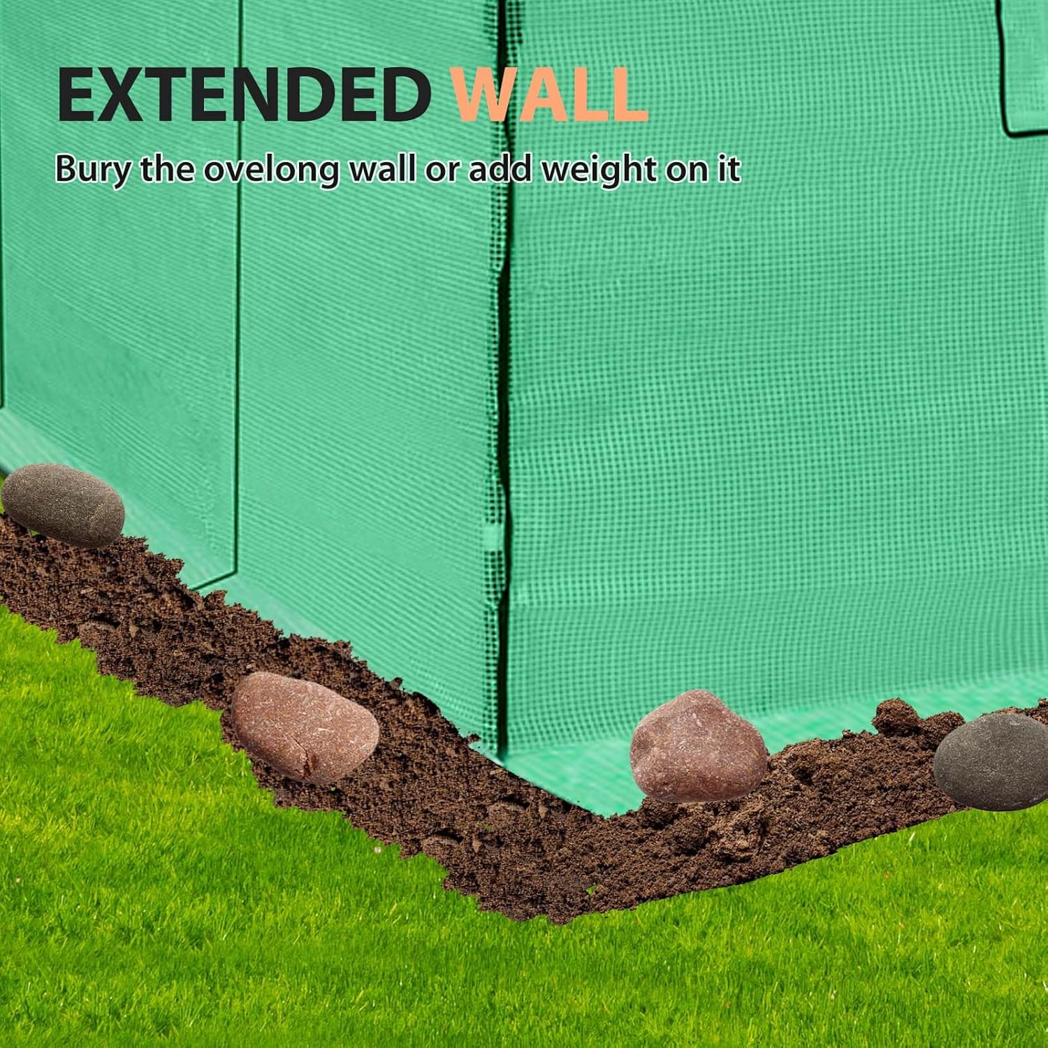 EAGLE PEAK Replacement Cover for 10x5 Portable Lean-to Greenhouse, 2 Roll-Up Zipper Entry Doors and 1 Large Roll-Up Side Window (Frame Not Included), Green