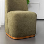 Chenille Rolling Dining Chairs with Casters Set of 2, Modern Upholstered Kitchen & Dining Room Comfortable Decorative Chairs, for Bedroom Reading Room Living Room, Green
