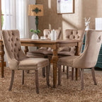 OVENTA Modern Tufted Upholstered Dining Chairs Set of 6, Sand Velvet Dining Room Chair with Solid Wood Legs, Sillas de Comedor, Kitchen Chairs (Sand, Velvet Set of 6)