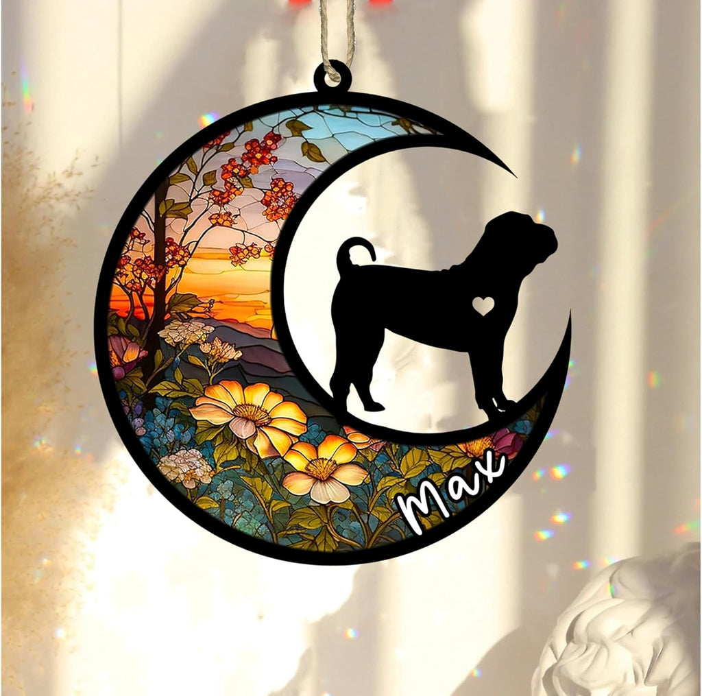 Personalized Dog Memorial, Custom Name Shar Pei Dog Christmas Ornament with Name, Custom Breeds, Pet Loss Light Catcher, Gifts for Lovers Loss of Pet Sympathy on Mothers Day Christmas