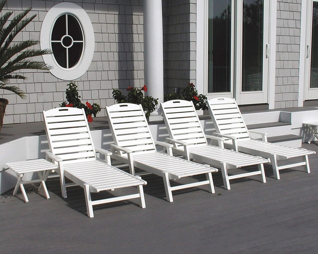 POLYWOOD NCC2280TE Nautical Arms Chaise, Teak