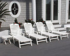 POLYWOOD NCC2280TE Nautical Arms Chaise, Teak