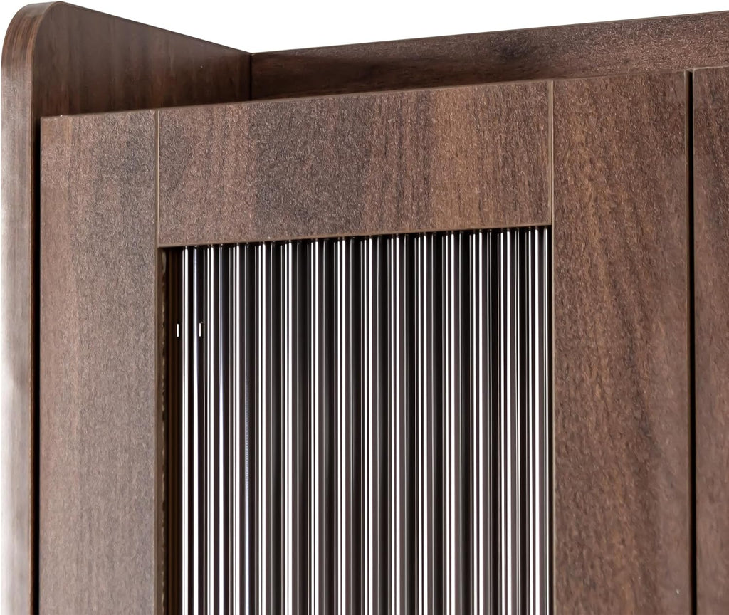 Black Farmhouse Kitchen Pantry Hutch, Storage Cabinet with Drawers, Freestanding Buffet Sideboard Coffee Bar (Walnut)