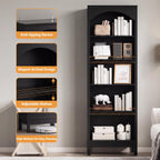 Arched Bookshelf,5 Tier Tall Bookcase with Adjustable Shelves for Storage