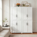67" Kitchen Pantry Cabinet, 28"W Storage Cabinet for Kitchen, Living Room | 67" x 28" x 15" size, 4 adjustable shelves, engineered wood, anti-tip compatible, Shaker doors, White