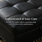 28.5 Inch Storage Ottoman Bench with Hidden Storage, PU Leather Upholstered Foot Rest Stool, Tufted End of Bed Bench for Bedroom Living Room, Easy to Clean, Black