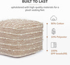 Anji Mountain 16" H x 22" W Handmade Pouf Ottoman for Living Room & Couch | Soft & Fluffy Ottoman Pouf, Lightweight, Decorative Floor Pouf Seating for Bedroom & Home Décor Accent, Penelope