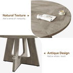 GAOMON 47 Inch Round Dining Table for 4-6 People, Circle Dinner Table with Wooden Cross Pedestal Base, Farmhouse Kitchen Furniture for Dining Room, Living Room, Kitchen (Table Only) - Grey