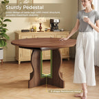 Mondeer Extendable Round Dining Table for 4-6, 43.3"-59" Oval Dining Table with Heavy Duty Wood Base and Hidden Extension Storage Space Saving, for Kitchen Living Room (Walnut)
