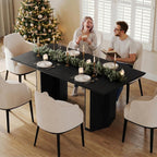 Einhomn 71" Dining Table for 6-8, Rectangular Farmhouse Kitchen Table with Sturdy Diamond-Shaped Legs & Solid Back Panel, Modern Wood Dinner Table for Dining Room, Living Room, Black