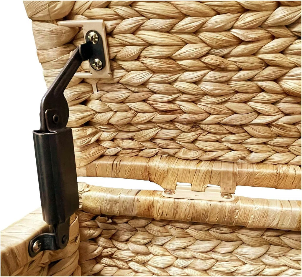eHemco Water Hyacinth Wicker Storage Trunk, Natural, 30x17.5x17.5 Inches | Safety Hinge, Metal Frame, Decorative Blanket Chest & Storage Box, Farmhouse Woven Storage, For Living Room & Entryway