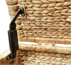 eHemco Water Hyacinth Wicker Storage Trunk, Natural, 30x17.5x17.5 Inches | Safety Hinge, Metal Frame, Decorative Blanket Chest & Storage Box, Farmhouse Woven Storage, For Living Room & Entryway