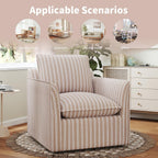 INZOY Swivel Accent Chair with Thick Padded Backrest Cushion, Swivel Reading Chair for Living Room Bedroom Small Spaces, Brown