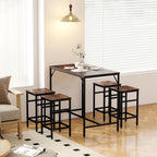 HOMCOM 5-Piece Industrial Dining Table Set, Bar Table Chair Set Black/Brown | 4 Stools Included, Space Saving, Pub & Kitchen