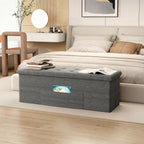 43" Folding Storage Ottoman Bench, End of Bed Foot Rest Stool with Removable Divider & Side Pocket, Storage Chest for Entryway, Living Room, Bedroom, 660 lbs Weight Capacity (Dark Grey)