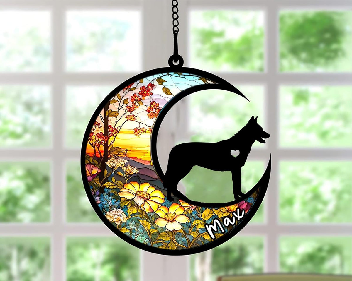 Personalized Dog Memorial, Custom Name Czechoslovakian Wolfdog Dog Christmas Ornament with Name, Custom Breeds, Pet Loss Light Catcher, Gifts for Lovers Loss of Pet Sympathy on Mothers Day Christmas
