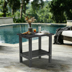 OTSUN Adirondack Outdoor Side Table, 16" HDPE Patio Side Table with Shelf, Weather Resistant Easy Maintenance for Backyard Pool Porch Garden & Lawn