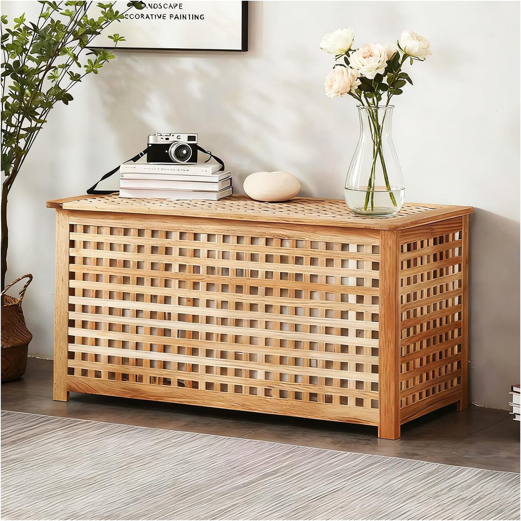 Solid Wood Entryway Bench with Storage, storage chest with Removable Bag | Large storage chest with Removable Bag, Wood Coffee Table for Living-room, Bedroom, Patio, DIY Bunny House, 39x20x20in