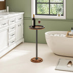 LINGMI Small Side Table, Round Martini Drink Table for Small Spaces, Modern Accent Stand with Solid Metal Leg, Nightstand with Weighted Base Pedestal for Living Room, Bedroom and Office