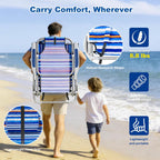 DIAMONDFORGE 2 Pack Lightweight Portable Beach Chair for Adults, 350 LBS Capacity Backpack Beach Chair, Reclining Beach Chair with 5-Position Lay Flat, Large Cup Holder for Beach Camping Sports