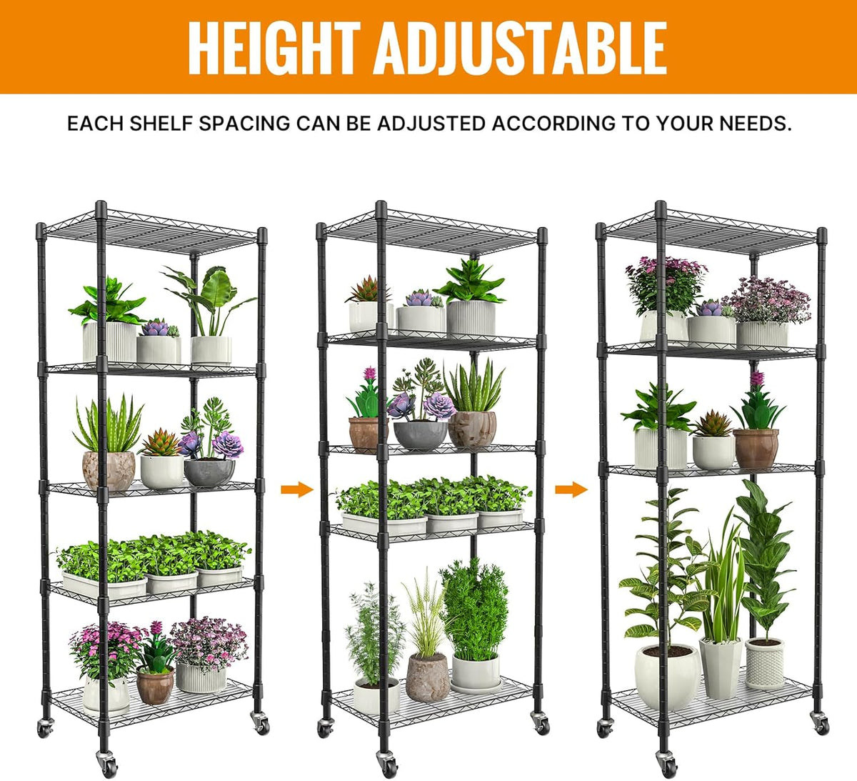 Mini 5-Tier Greenhouse for Indoor Outdoor, 23.2" L×13.4" W×61.4" H Portable Greenhouse with Clear PVC Cover and Metal Shelf for Growing Vegetables, Flowers and Seedlings, with Wheels