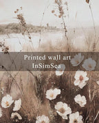 InSimSea Framed Wall Art for Living Room Landscape Canvas Wall Decor Meadow with Flowers Vintage Paintings Classical Wildflower Field Scene Boho Floral Pictures Decor for Bathroom Bedroom 16x24in