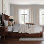 AFI, Felicity King Platform Bed with Panel Footboard & Storage Drawers, Walnut