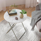TV Trays Table Set of 4 Round Portable Folding TV Tray Table TV Dinner Tray with Sturdy MDF, No Assembly Required, 17.5 x 17.5 x 26 in (White Marble, 4Pcs)