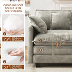 WorthFurni 111.4" Modular Sectional Sofa, U Shape Cloud Couch with 2 Movable Ottoman, Comfy Chenille Deep Seat Sofa with Soft Pillows for Living Room Bedroom Apartment (Grey)