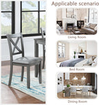 Ball & Cast Wood Frame Dining Chairs Set of 4, Modern Linen Upholstered Kitchen-Chairs with Padded Seat, 330lb Heavy Duty X-Backrest Side Chair for Dining Living Room, Easy Assembly, Gray