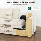 117.7" Washable Oversized Modular Sectional Sofa, Cloud Couch with Fully Removable Cover, Comfy Sectional Couches for Living Room, Performance Fabric, Beige, 6-Seater with Corner & Ottoman, V-Shaped
