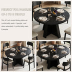 Einhomn 43"-59" Extendable Dining Room Table for 4-8 People, Oval Dining Table with Removable Leaves Space Saving, Round Expandable Kitchen Table for Dining Room Kitchen Living Room, Black