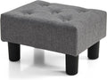 BRIAN & DANY Small Foot Stool, Linen Foot Stools with Legs, Stable Small Footstool for Living Room, Gray