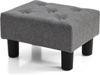 BRIAN & DANY Small Foot Stool, Linen Foot Stools with Legs, Stable Small Footstool for Living Room, Gray