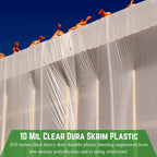 Farm Plastic Supply - Dura Skrim String Reinforced Clear Plastic Sheeting - 10 Mil - (24' x 90') - UV-Rated Extra Heavy Duty Poly Film Tear Resistant, Vapor Barrier Polyethylene Roll for Construction