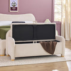 Walker Edison Chantelle Modern Contemporary Curved Upholstered Bench with Storage, 56 Inch, Ivory Bouclé