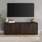 Henn&Hart 70" TV Stand for TVs up to 78", Rich Brown | Elegant ribbed doors, adjustable shelves, and cable cut-outs create stylish, clutter-free storage for any room