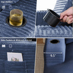 50" x 76" Corduroy Chaise Lounge Sofa Bed with Cup Holders, Blue | Extra-long corduroy chaise with deep sleeper seating, built-in cup holders, and 3 pillows for lounging or overnight rest.