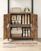 VASAGLE 6-Tier Bookshelf, Tall Bookcase with Cabinet, Steel Frame, Adjustable Shelves, 9.4 x 23.6 x 62.8 Inches, Living Room Bedroom, Rustic Brown and Ink Black ULLS133K01