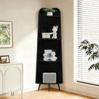 VECELO Large Corner Shelf - 66.93" Tall 4-Tier Organizer, Modern Corner Bookshelf for Display & Storage, Home Decor for Living Room, Bedroom, Black