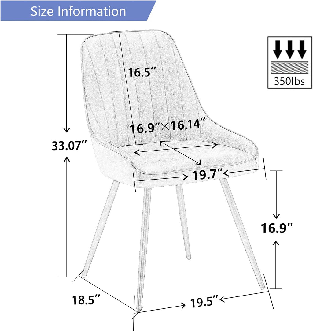 Alunaune Modern Dining Chairs Set of 6, Mid Century Upholstered Kitchen Chairs Anti Scratch Armless Leisure Accent Chair, Living Room Faux Leather Desk Side Chair with Metal Legs-Beige