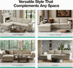 Novilla 108" Modular Sectional Sofa, Modular Sectional Couches for Living Room Bedroom, Chenille Removable Cover Cloud Couch with Smarts Coil® Support L-Shaped Couch(Beige, 3 Seater + 1 Ottoman)