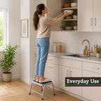 Premier Housewares Leecroft Metal Step-up Stool, H25 x W43 x D35cm, Silver