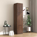 Kitchen Pantry Cabinet with 6 Shelves & 6 Side Racks, 2 Adjustable Shelves Storage Cabinet, Tall 71" Wood Pantry for Kitchen Bathroom, Walnut