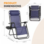 NEWBULIG Zero Gravity Chairs Set of 2, Lounge Chair Folding Portable Adjustable Camping Recliner with Adjustable Pollow, Mesh Back, Cup Holder Trays Lawn Patio Chair for Pool Beach